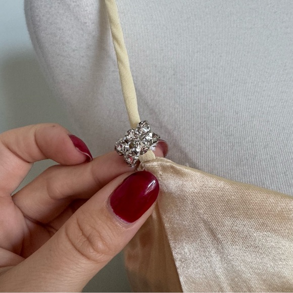 ✨ Vintage Gold Satin Slip Dress — Minimal Chic Old Money Elegance L - Picture 7 of 10